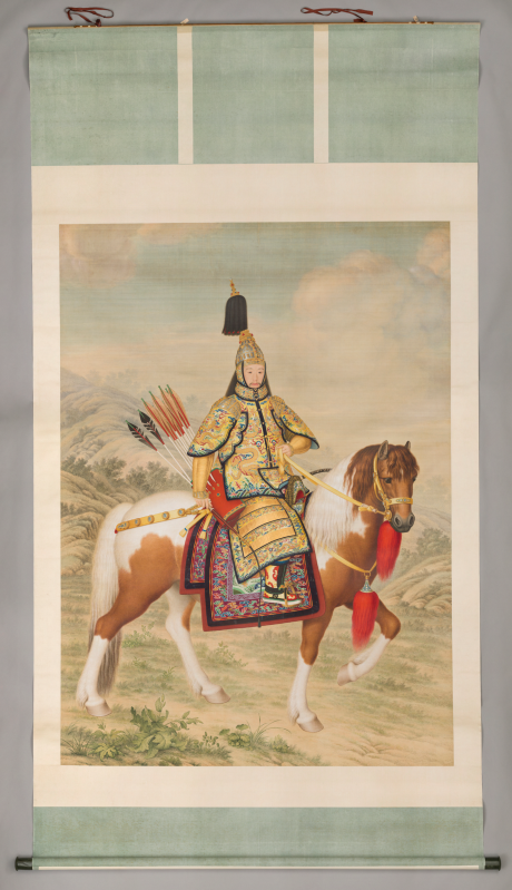 清人画弘历戎装骑马像轴.png