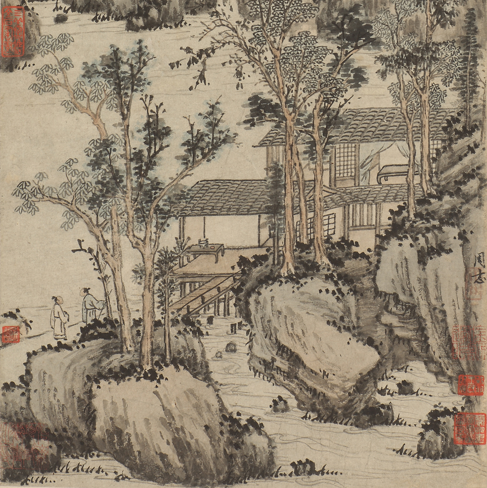 3明周志纸本设色溪山客话图轴.jpg