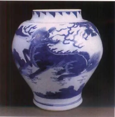 清顺治麒麟芭蕉纹罐 图片参考源主编：《明清瓷器纹饰鉴定》.jpg