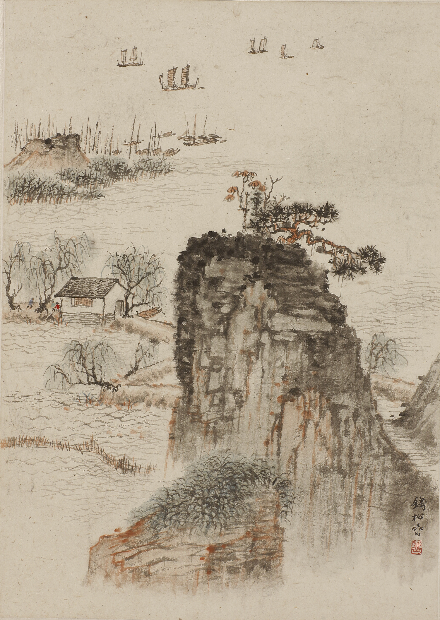 现代钱松喦太湖渔村图轴fb.jpg 现代钱松喦太湖渔村图轴fb.jpg